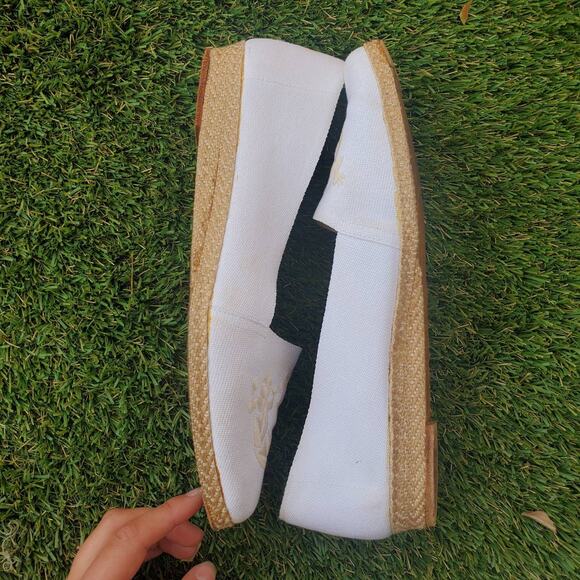 Vintage Evan Picone White Canvas Embroidered Lizard Espadrille Alpargata Flats - Picture 7 of 7